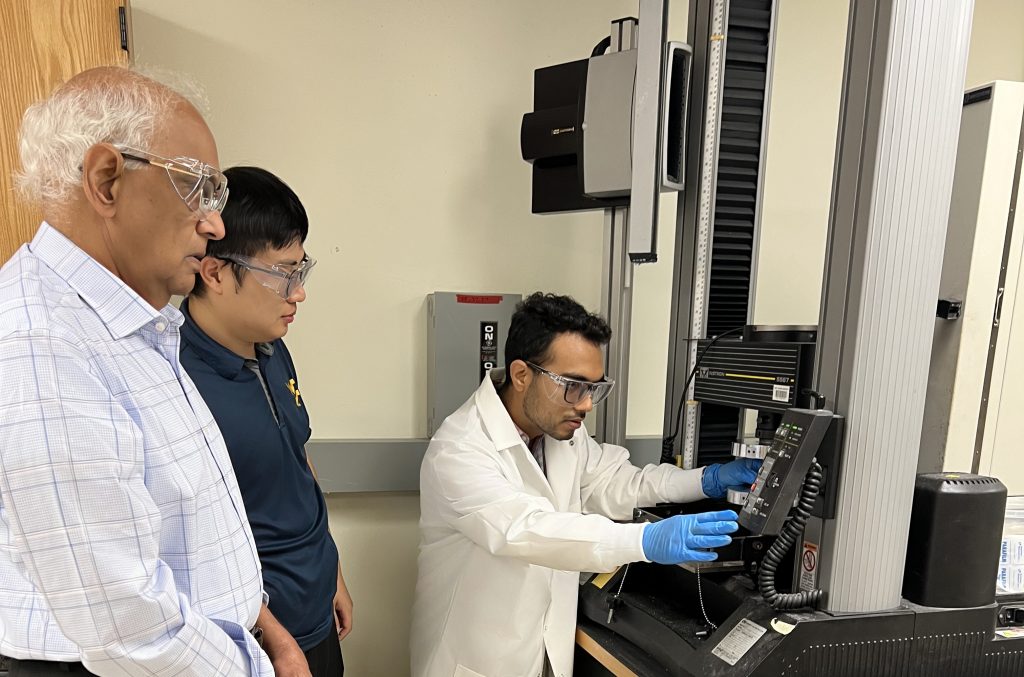 Pictured: West Virginia University (WVU) received a Cycle 1 Innovation and Design grant to study the inclusion of PC4 in fiber-reinforced plastic composites. Work began in the WVU lab and will conclude by studying the method at commercial scale.