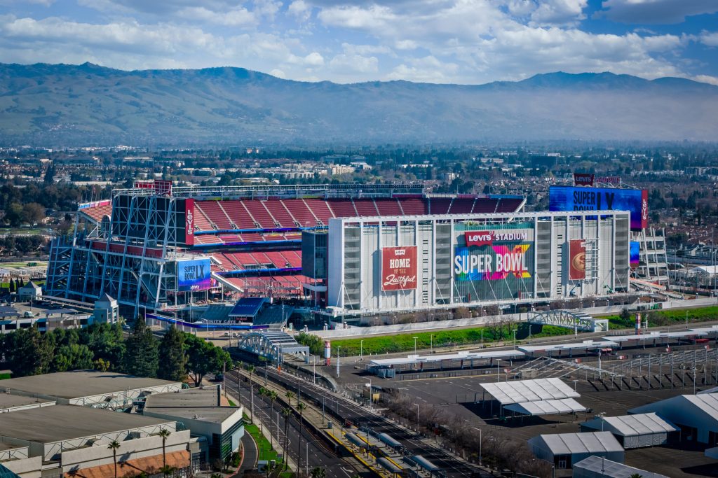 Levi's Stadium with Super Bowl signage